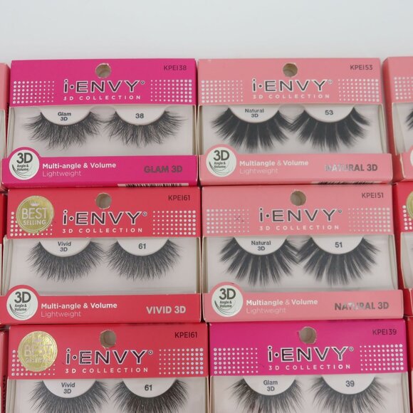 Lot of 28 I Envy by KISS 3D Collection Strip Eyelashes Black NO Adhesive NEW - Picture 4 of 13